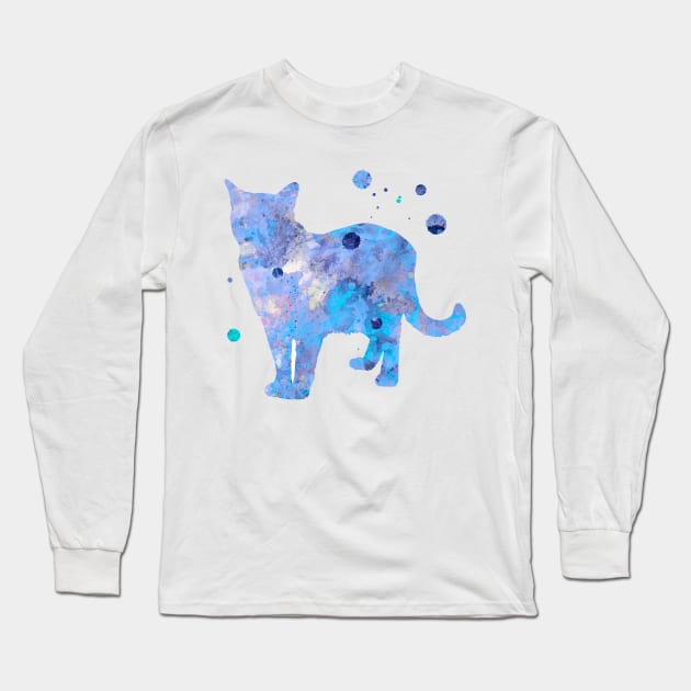 Burmese Cat Watercolor Painting Long Sleeve T-Shirt by Miao Miao Design